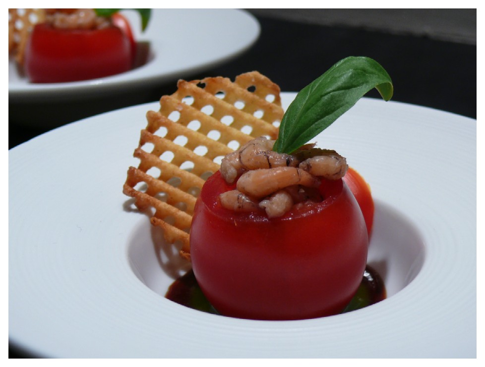 Klein, maar fijn … tomaat garnaal met Italiaanse toets